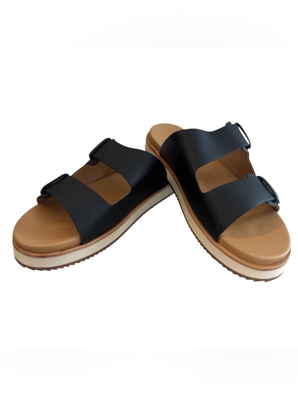 Nisolo Ella Go-To Flatform Slide Women’s Black Leather Sandals Sz 9.5 NIB